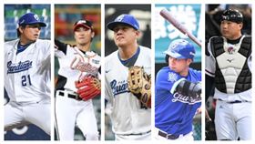 ▲ 中華職棒富邦悍將蔣智賢、林克謙、張正偉；前統一獅林志祥、樂天桃猿林泓育。（圖／資料照）