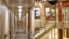 鑽石公主號,內部畫面,郵輪,隔離,工作人員,洗手,排隊,戒備