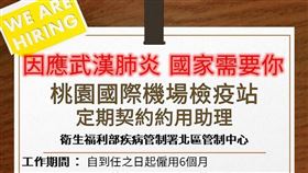 檢疫站,桃機,疾管署,徵才,武漢肺炎(翻攝自 疾管署 臉書)