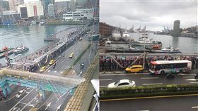  爆料公社，有網友目睹到基隆光南門市，排了超長的人龍，越過天橋蔓延到基隆海洋廣場。（圖／翻攝自爆料公社）