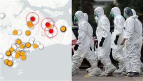  新加坡「確診案例接觸史地圖」，有網友轉貼驚呼「整個國家不就完蛋了」。（圖／翻攝自PTT）