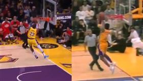 詹皇完美重現19年前Kobe的灌籃。（圖／翻攝自湖人推特）