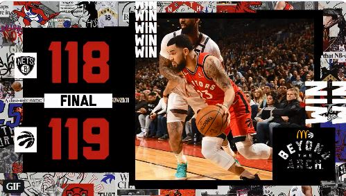 NBA／1分險勝籃網　暴龍14連勝