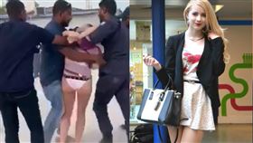 金髮比基尼美女在馬爾地夫當街遭強行逮捕。（圖／翻攝自YouTube）