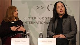 唐鳳訪美國華府 分享對抗假訊息及開放政府經驗行政院政務委員唐鳳（右）11日出席華府智庫「戰略暨國際研究中心」（CSIS）活動，與CSIS亞洲事務資深顧問葛來儀（左）同台，分享台灣對抗假訊息經驗。中央社記者徐薇婷華盛頓攝 109年2月12日