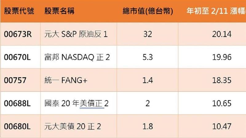 這5檔ETF逆勢大漲　最高漲20％