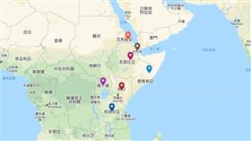 非洲之角現正深陷數十年來最嚴重的沙漠蝗蟲災害，對衣索比亞和索馬利亞而言是25年來最大蝗災，對肯亞而言更是70年來最慘重。周邊鄰近國家也深受蝗災之害。（圖取自Google地圖網頁google.com/maps）