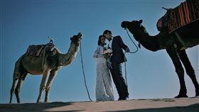 張勛傑宣布與旅遊達人唐宏安「閃婚」，兩人甚至甜蜜拍起婚紗照。圖／八大提供