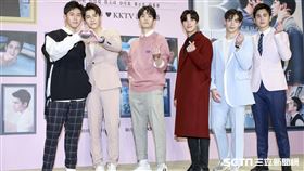 演員李時剛、徐謀俊、張又瑋、郭宇宸、黃士杰、蘇葦華出席《2020因為愛你》首映記者會（圖／記者林士傑攝影）