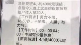 肺炎,武漢,殯葬業,徵人,搬運工,時薪,PTT　圖／翻攝自PTT
