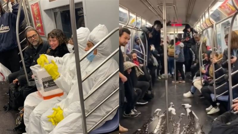 2屁孩惡作劇　地鐵穿防護衣潑病毒