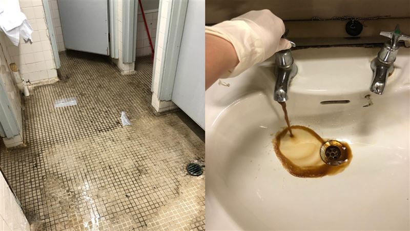 港醫院宿舍超地獄　地板黑黏還湧汙水