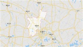 2019冠狀病毒疾病（武漢肺炎）重災區湖北省孝感市17日凌晨防控再升級，宣布禁止所有居民外出。（圖取自Google地圖網頁google.com.tw/maps）
