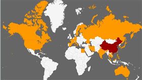 2/20上午8時 全球武漢肺炎（COVID-19、新冠肺炎）病例分布圖（圖／翻攝自疾管署）