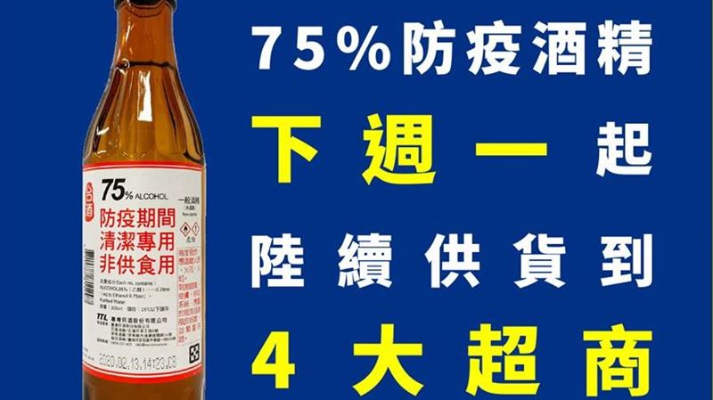 75%酒精　下周一起4大超商都可買