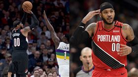 ▲『甜瓜』安東尼（Carmelo Anthony）底線單吃威廉森（Zion Williamson）。（圖／美聯社／達志影像）