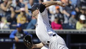 ▲春訓戰前東家藍鳥，洋基哈普（J.A. Happ）2局飆3K。（圖／美聯社／達志影像）