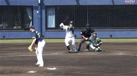 王柏融敲出二壘打。（圖／翻攝自推特）