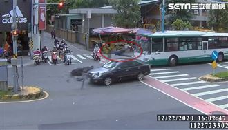 機車男闖紅燈　他被撞噴飛路人全嚇傻