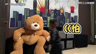 母惡作劇扮小熊玩偶　三歲童哭著下樓
