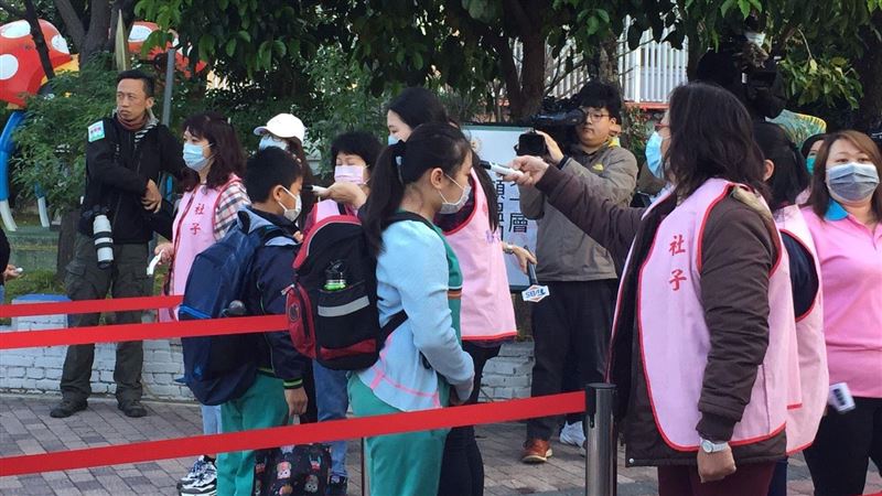 校園防疫戰開打　千名師生排隊量體溫