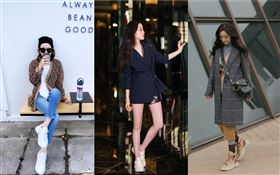 （左至右）Melody、歐陽娜娜、楊冪穿上 Chloé Sonnie運動鞋。（圖／翻攝自IG）