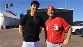  ▲美國職棒天使隊大谷翔平（左）、紅人隊秋山翔吾（右）。（圖／翻攝自天使隊推特）