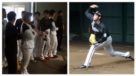 ▲日本職棒軟銀鷹隊一票許多球星（左）來到羅德隊牛棚看佐佐木朗希（右）投球。（圖／翻攝自ソフトバンク情報@サンスポ推特）