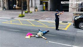 白米,無業男,躺馬路,新北,翻攝臉書爆料公社