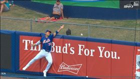 ▲大都會康佛多（Michael Conforto）想沒收全壘打，結果手套跟球一起飛出牆外。（圖／翻攝自MLB官網）