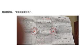 李亮妻子提供給澎湃新聞的「居民死亡醫學證明（推斷）書」顯示，36歲的李亮直接死亡原因為新冠肺炎，引起死亡的疾病或情況為呼吸道阻塞猝死、呼吸循環衰竭。（圖取自新浪微博news.sina.com.cn）