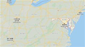 華府周邊的馬里蘭州（紅框處）5日確診3起武漢肺炎病例，華府與鄰近的維吉尼亞州尚未有疫情傳出。（圖取自Google地圖網頁google.com.tw/maps）