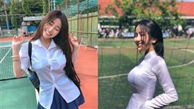 越南,零死角女神,Vo Ngoc Tran,奧黛。(組合圖/翻攝自Vo Ngoc Tran IG)