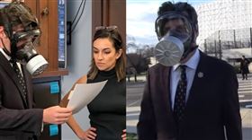 川普鐵粉議員馬特·蓋茨戴「防毒面具」投票（圖／TMZ YouTube、推特）