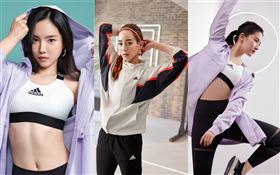 adidas 推出2020全新春夏女子運動裝備系列，由代言人張鈞甯、Apink孫娜恩以及劉亦菲率先演繹系列商品。（圖／adidas提供）