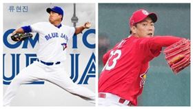 ▲美國職棒大聯盟藍鳥隊柳賢振、聖路易紅雀韓國投手金廣鉉。（圖／翻攝自藍鳥隊推特、紅雀隊推特）