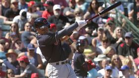 ▲張育成熱身賽首轟。（圖／美聯社／達志影像）