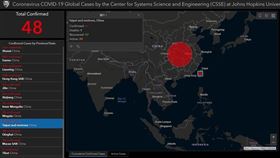 美國約翰霍普金斯大學建立的全球武漢肺炎疫情地圖最近將「台灣」的標註改成「中國台北及周邊地區」。（圖取自JHU全球武漢肺炎疫情地圖網頁arcgis.com）