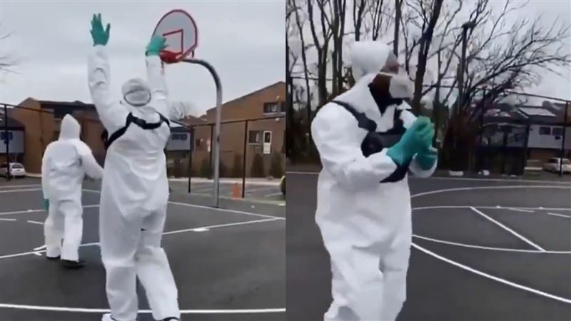疫情爆發　球星貼「防護衣」鬥牛影片