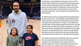 哭！愛女曾接觸感染球星　檢測竟遭拒 武漢肺炎,NBA,猶他爵士,Rudy Gobert 翻攝自臉書