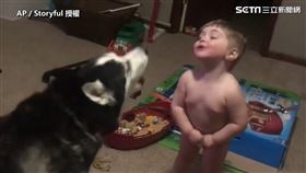 ▲Braxton學哈士奇的叫聲，一來一往的和牠對話。（圖／AP／Storyful 授權）
