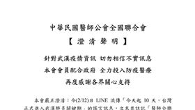 （圖／醫師公會全聯會臉書）聲明,謠言