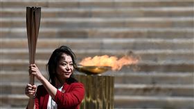 東京奧運聖火在雅典交接，現場不開放觀眾。（圖／路透社／達志影像）