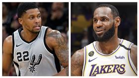 ▲NBA洛杉磯湖人LeBron James、馬刺隊Rudy Gay。（圖／翻攝自推特）