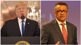 美國總統川普、世界衛生組織（WHO）秘書長譚德塞，組合圖／中央社