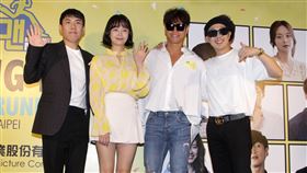 Running Man成員梁世燦、全昭旻、金鍾國、哈哈台北見面會。（記者邱榮吉/攝影）