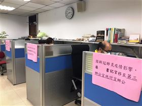 ▲避免辦公室群聚感染，台北地檢署進行「分艙」辦公演練。（圖／翻攝畫面）