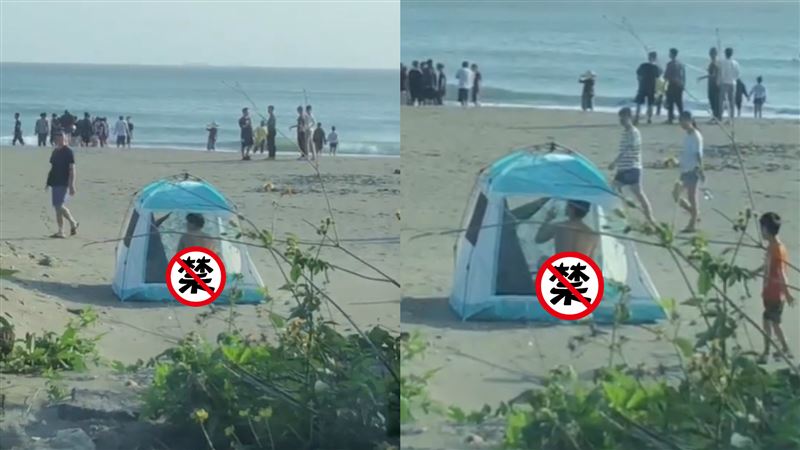 情侶海邊搭帳篷激戰　小弟目睹看傻