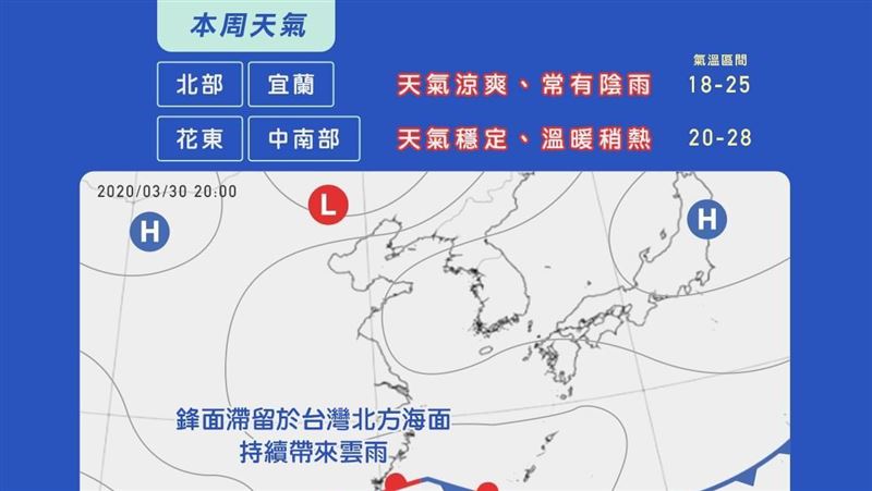 北部雨紛紛　1張圖秒懂清明連假天氣