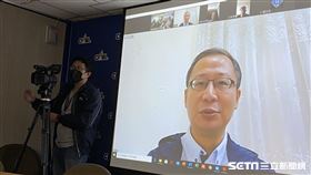 中華職棒聯盟透過視訊方式開記者會。（圖／記者王怡翔攝影）